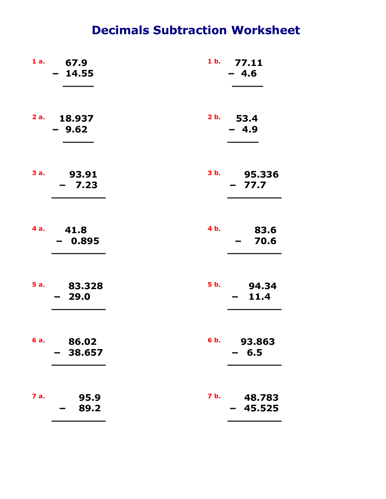 Get 85 Adding And Subtracting Decimals Worksheets Ideas 15