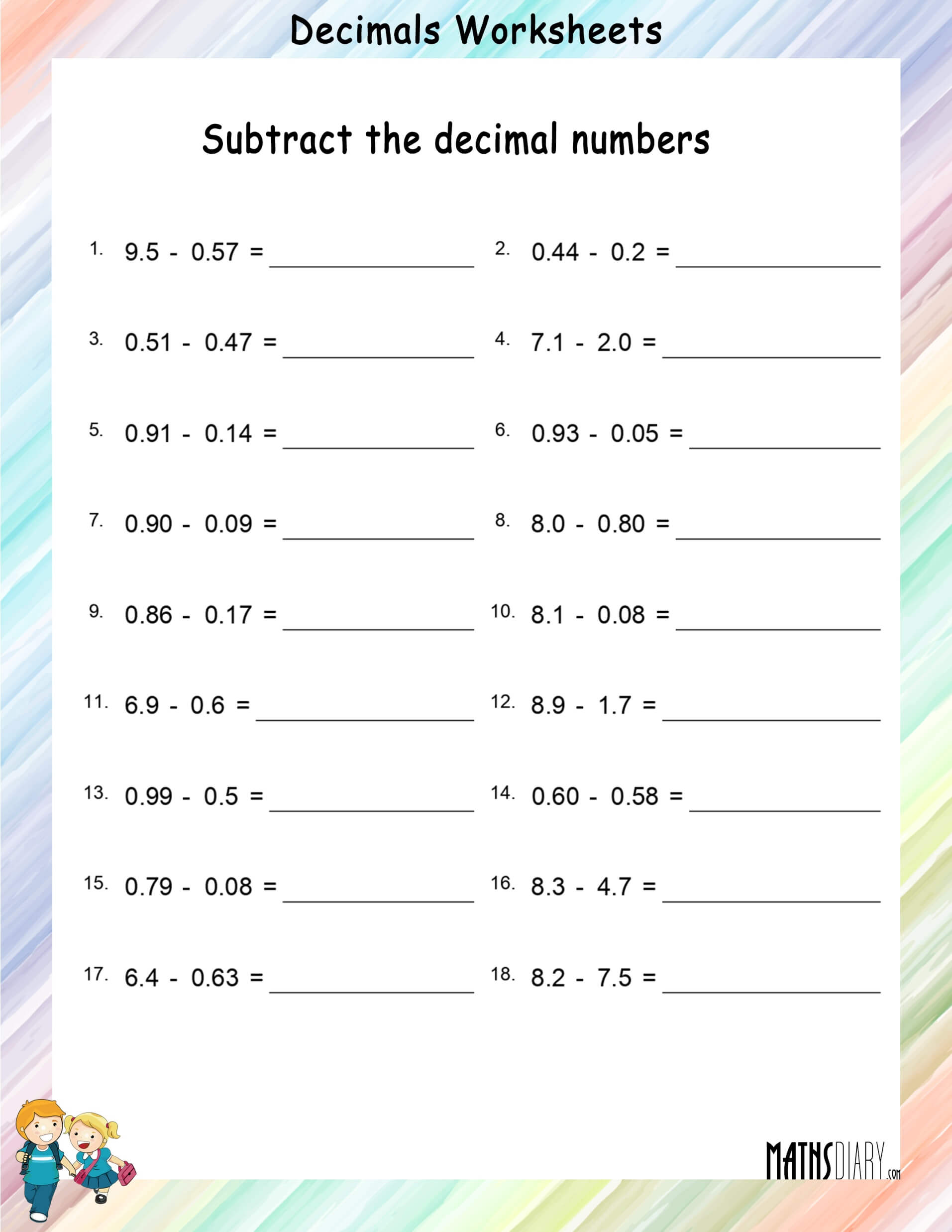 Get 85 Adding And Subtracting Decimals Worksheets Ideas 20