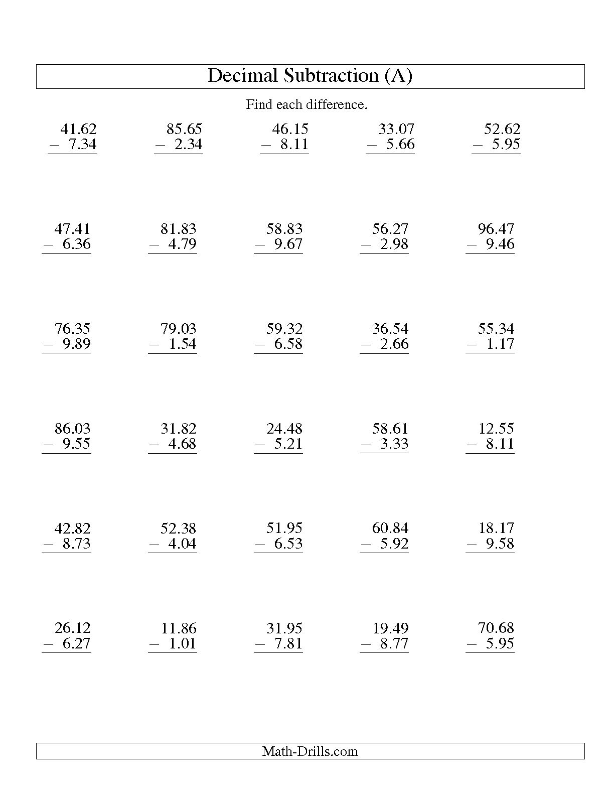 Get 85 Adding And Subtracting Decimals Worksheets Ideas 21