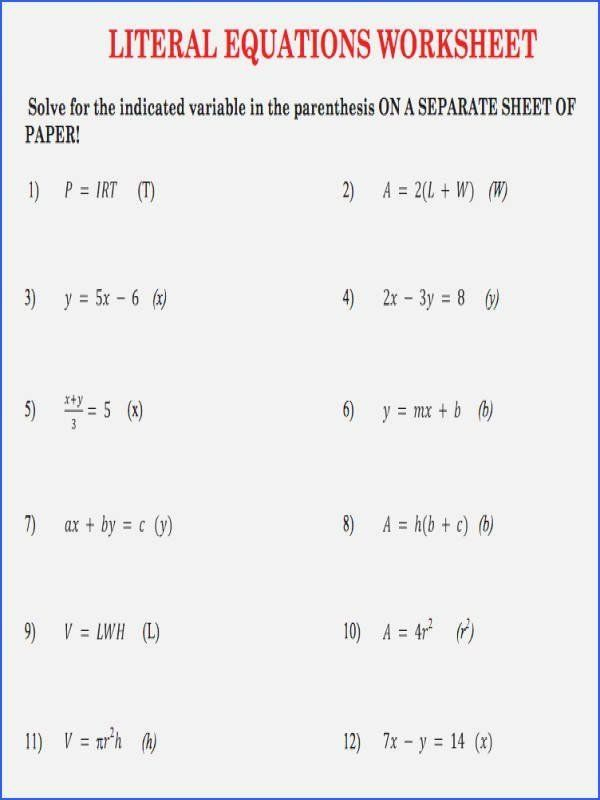 Get 85 Literal Equations Worksheets Ideas 11