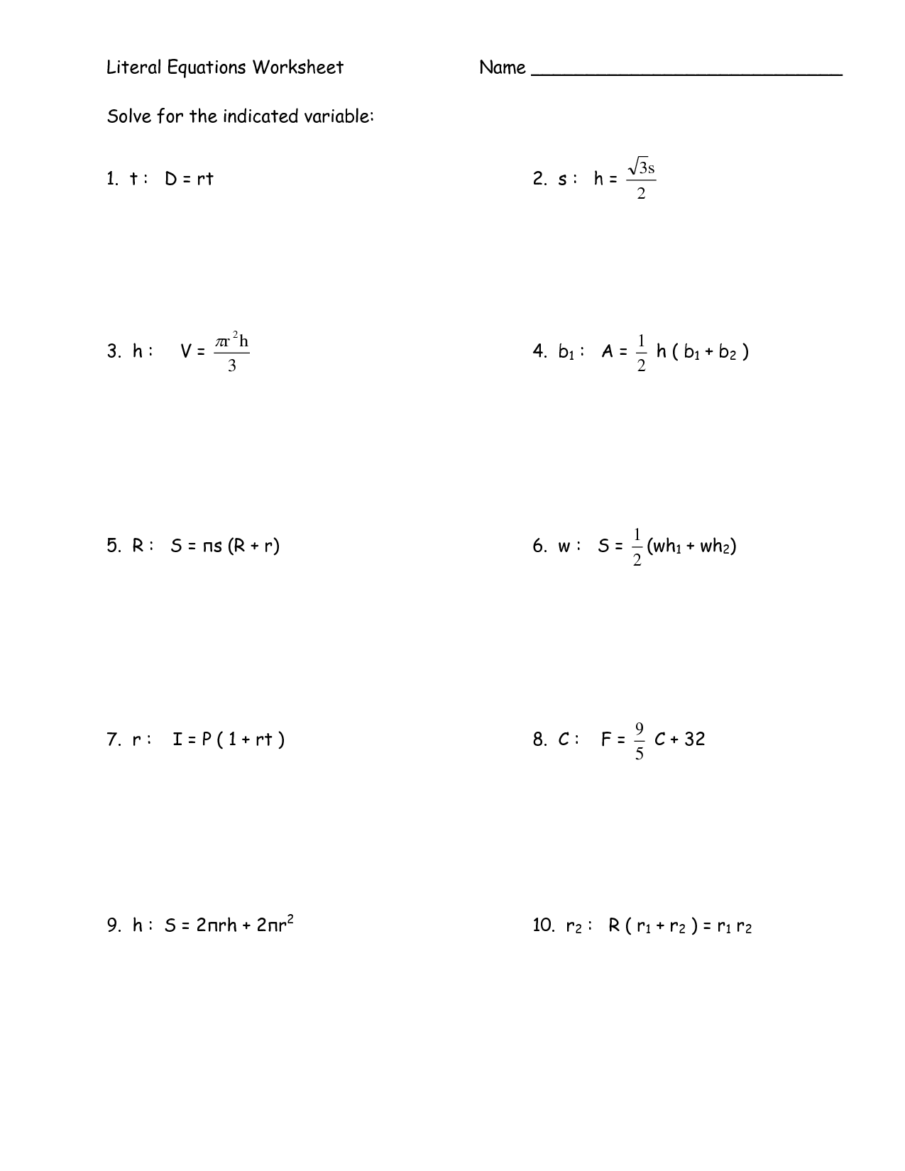 Get 85 Literal Equations Worksheets Ideas 17