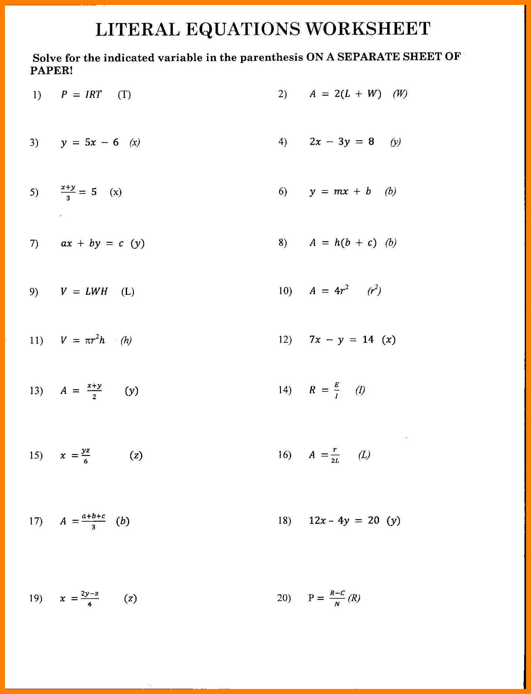 Get 85 Literal Equations Worksheets Ideas 25