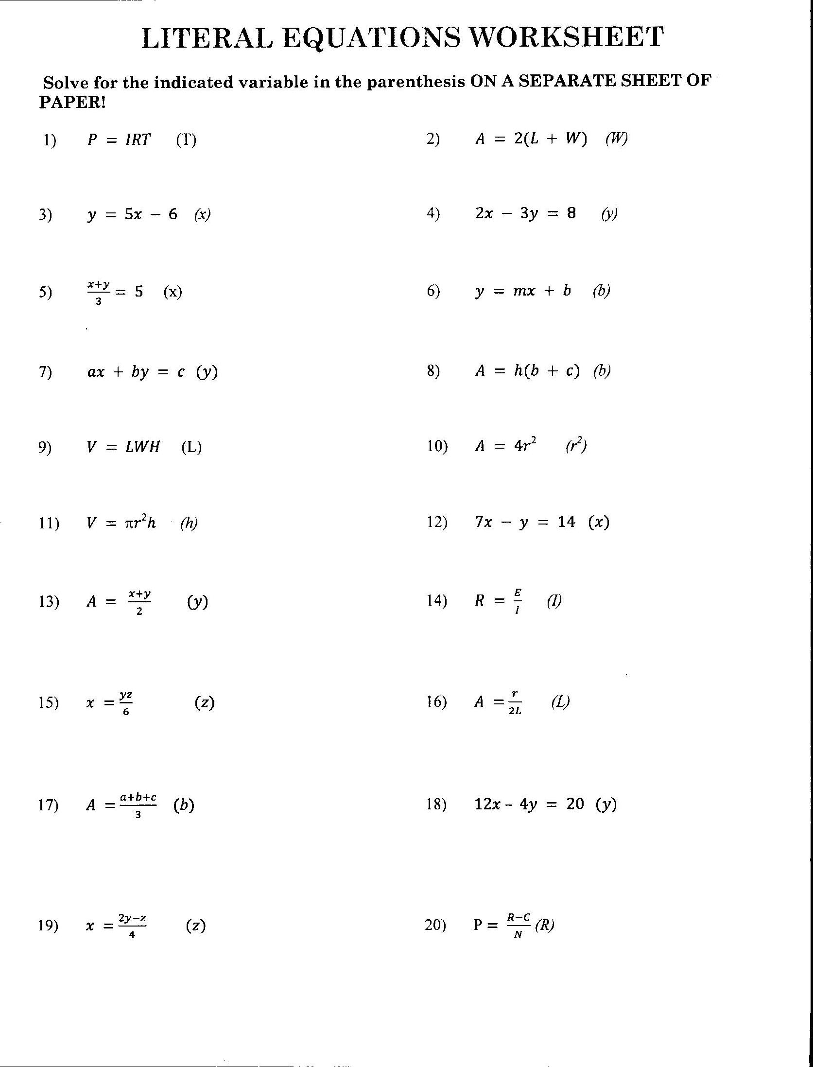 Get 85 Literal Equations Worksheets Ideas 41