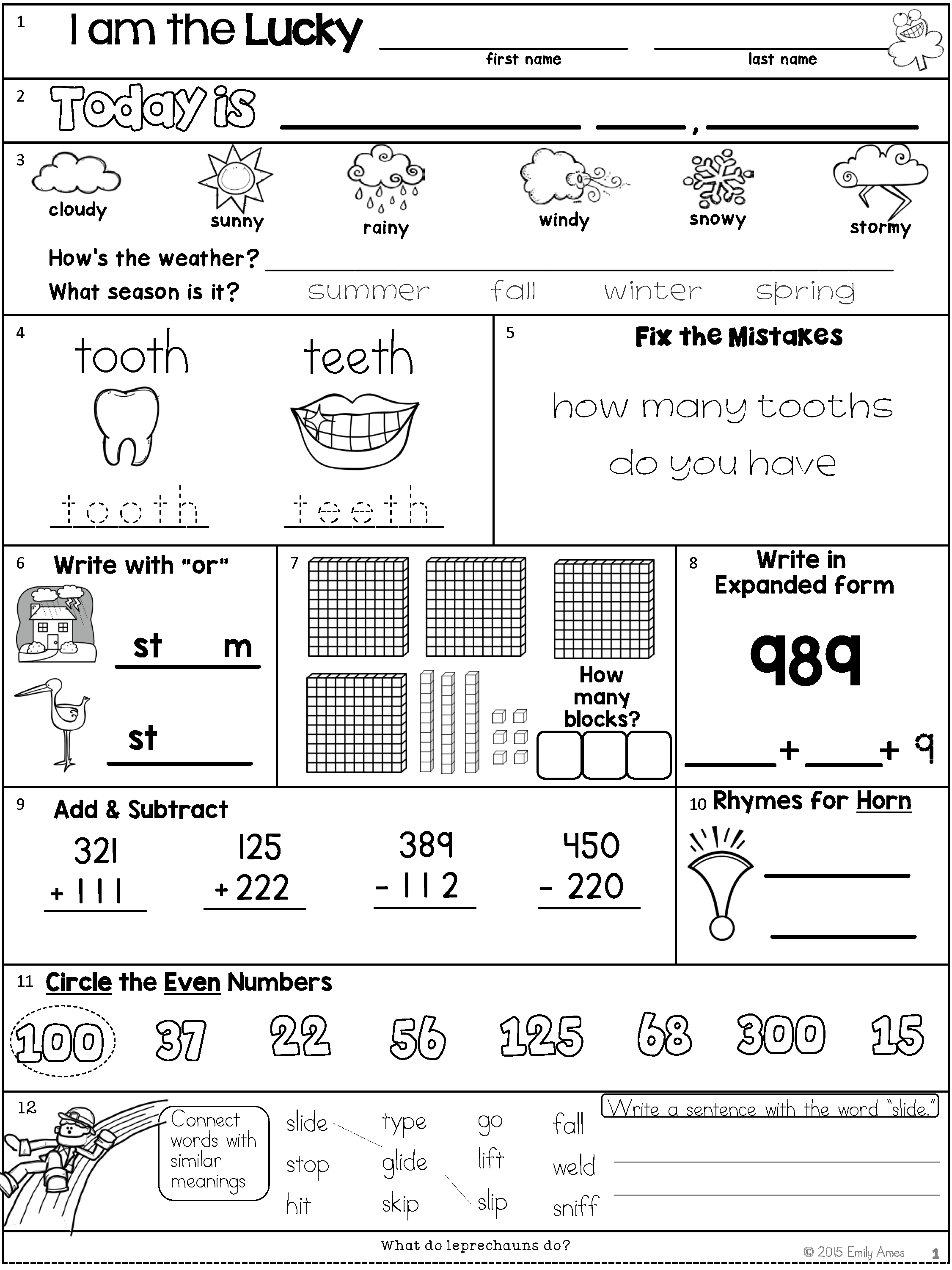 20 2Nd Grade Math Worksheets With Answers