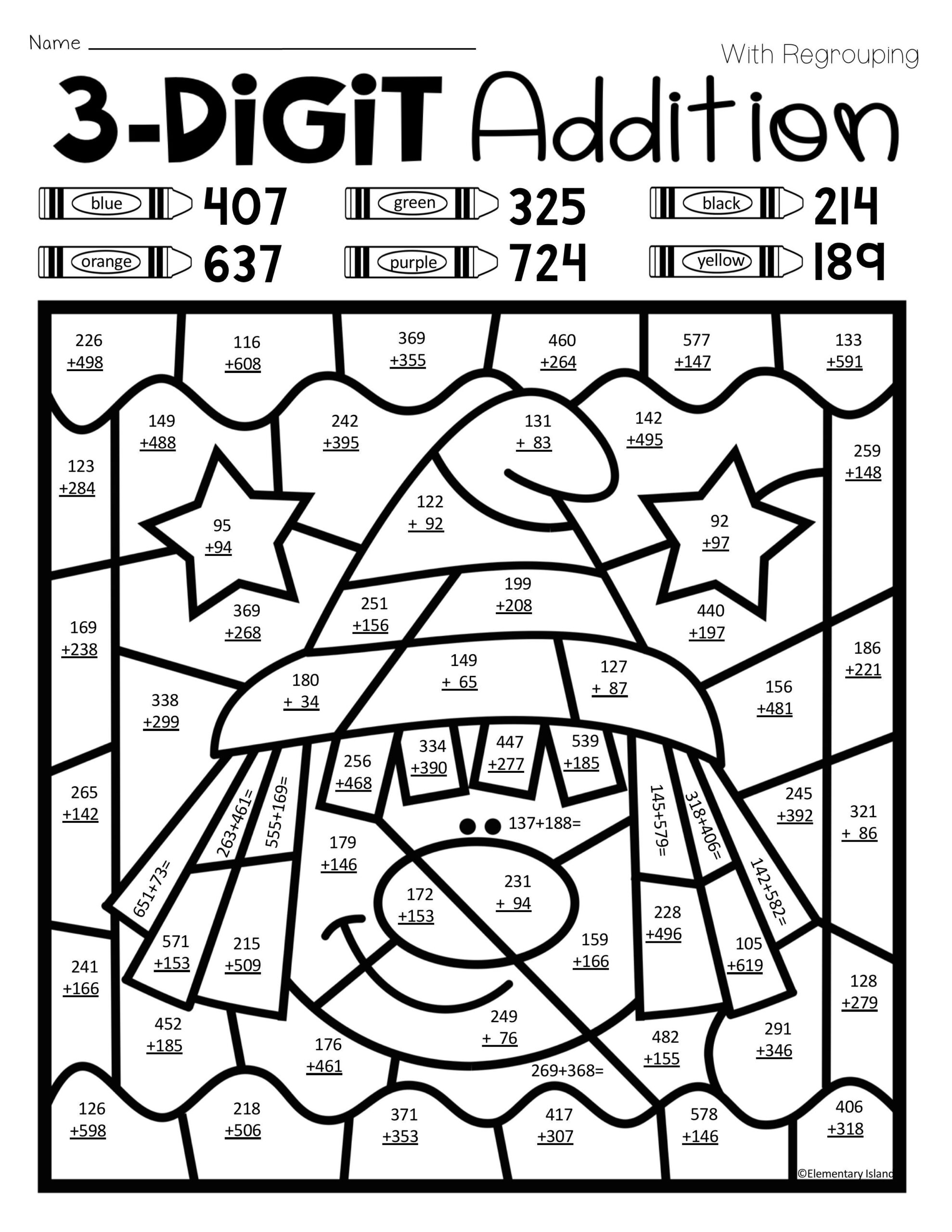 20 3 Digit Addition Worksheets Kindergarten