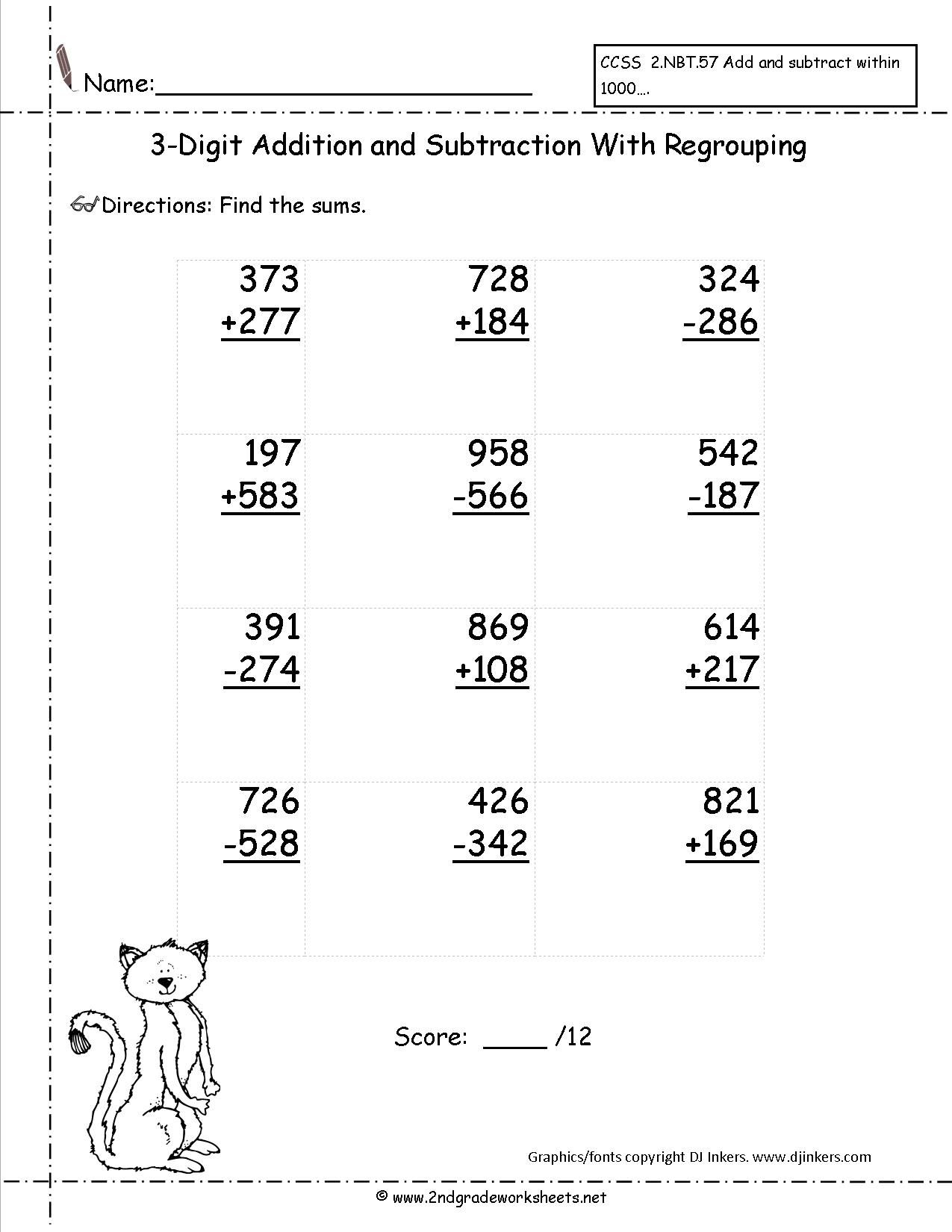 20 3 Digit Addition Worksheets Kindergarten