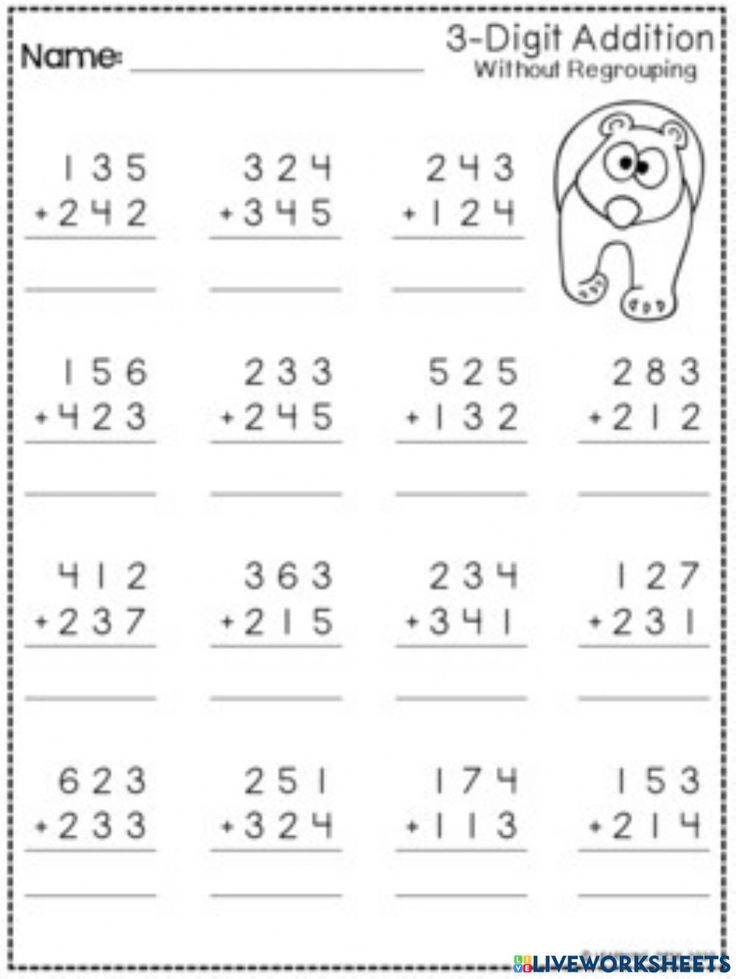 20 3 Digit Addition Worksheets Kindergarten