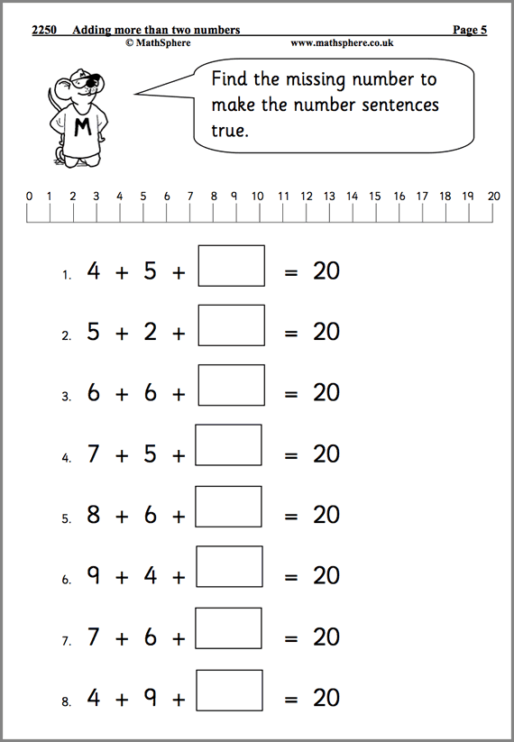 20 Activity Sheets For Kids Math Worksheets