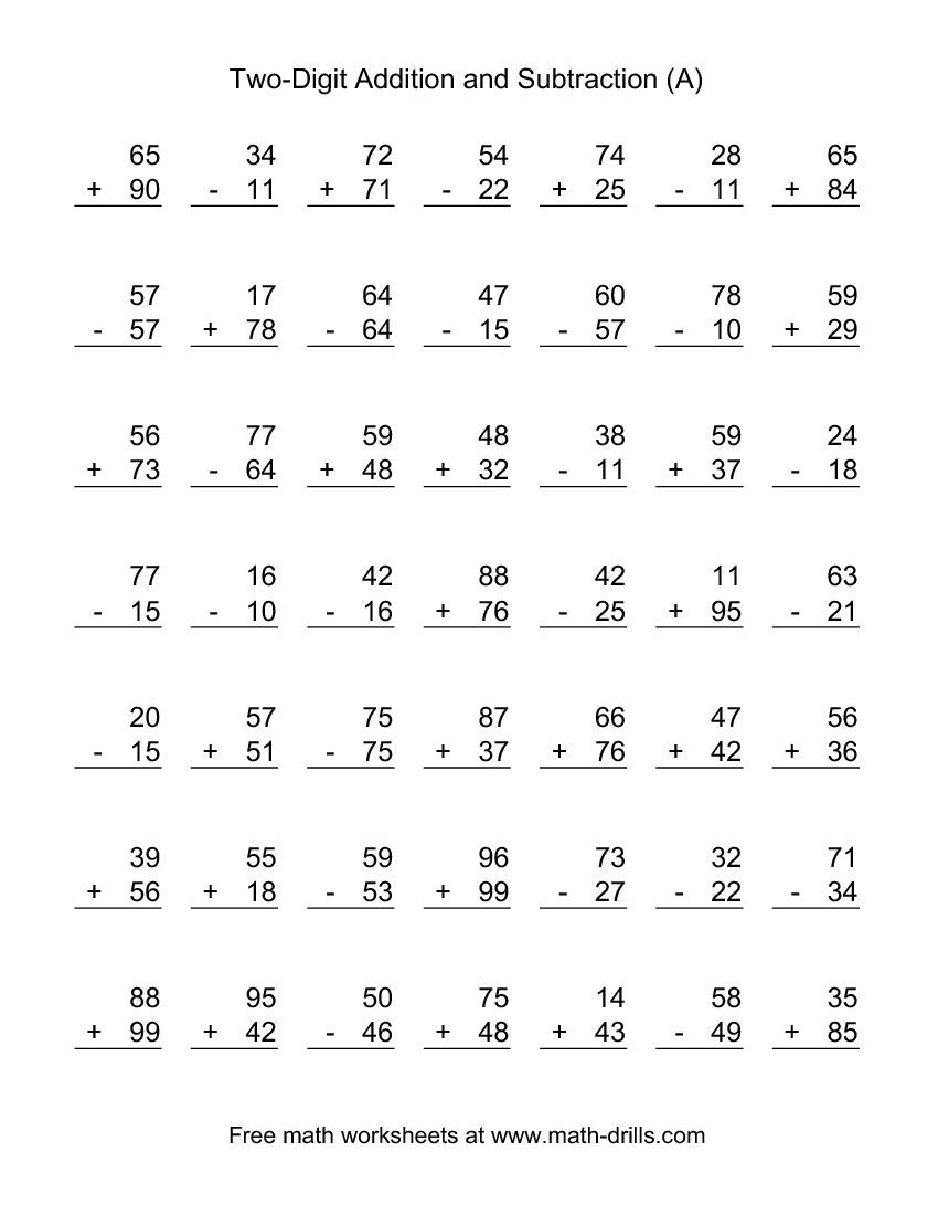 20 Addition And Subtraction Worksheets For 2Nd Grade