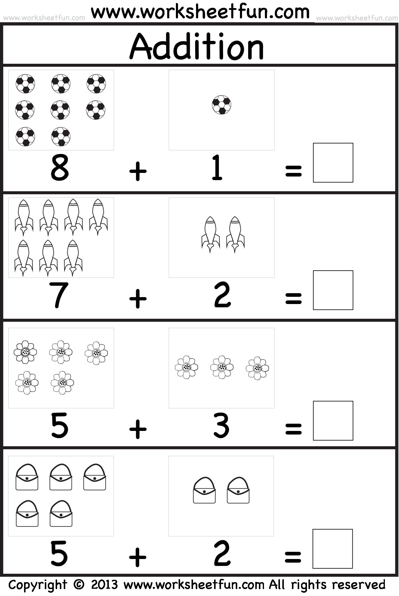 20 Addition Worksheets With Pictures 1-10