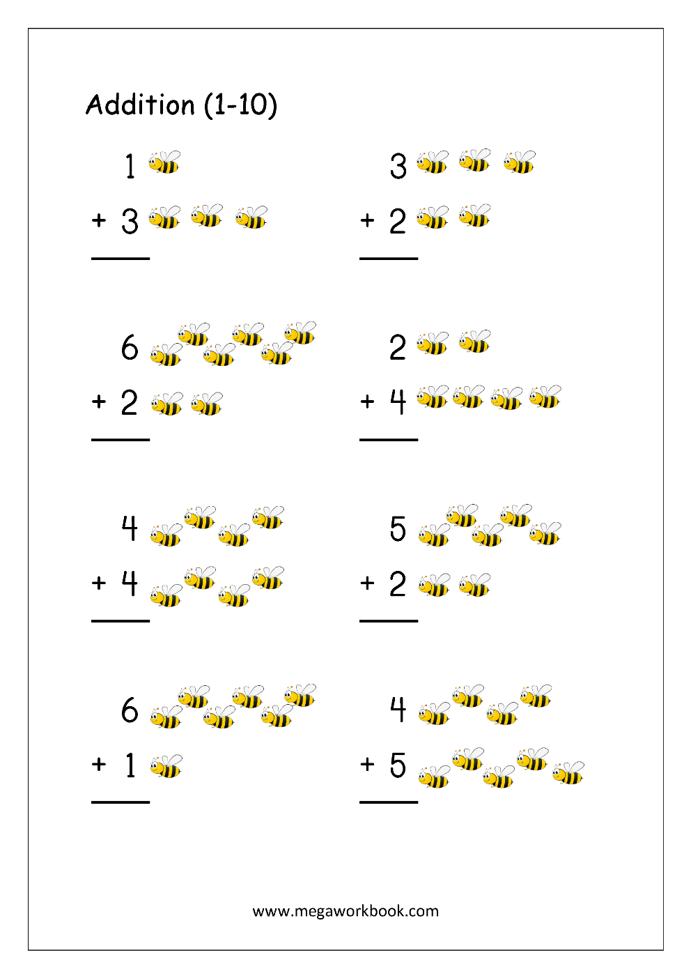 20 Addition Worksheets With Pictures 1-10