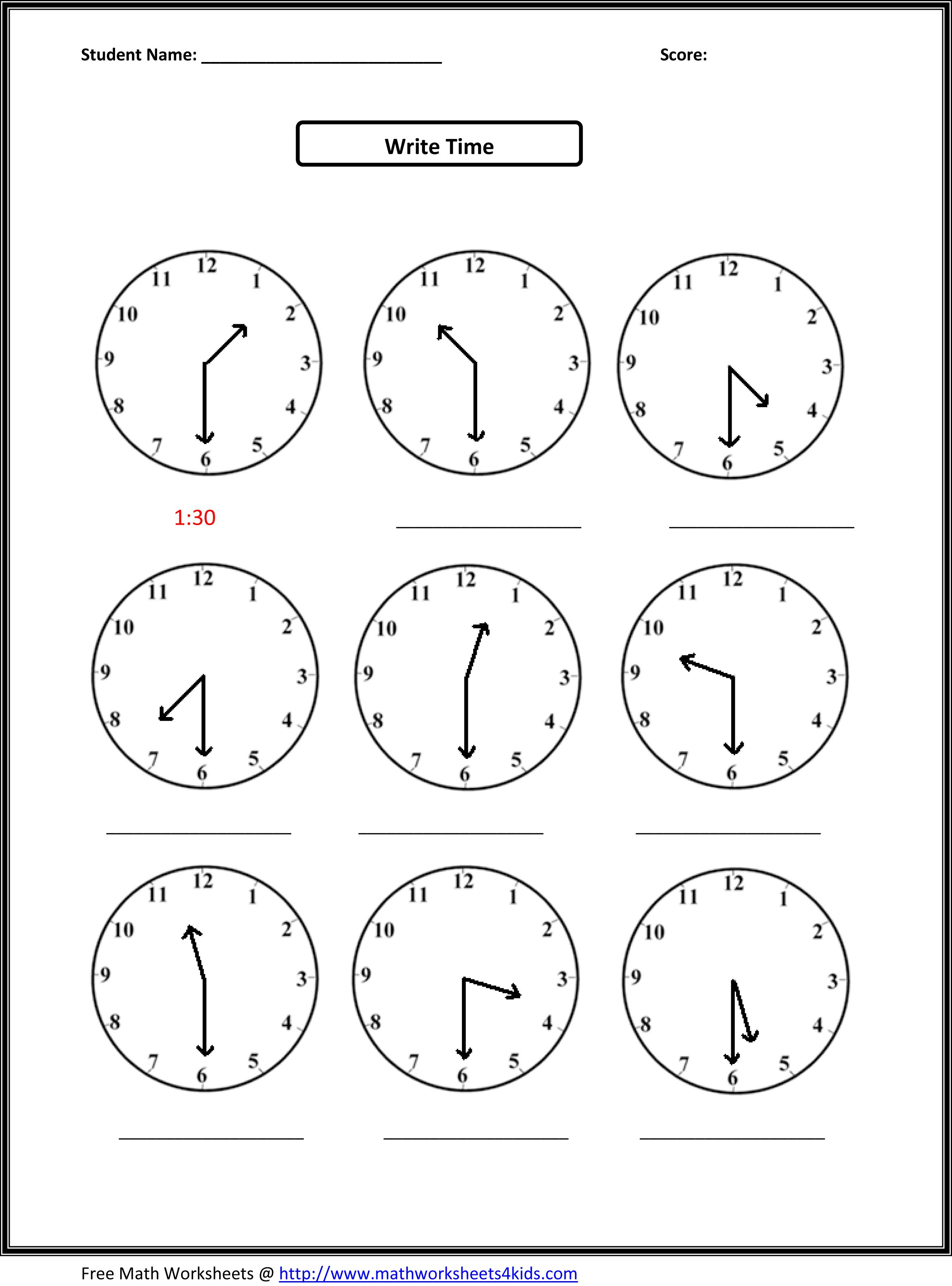 20 Clock Printable For Kids Math Worksheets