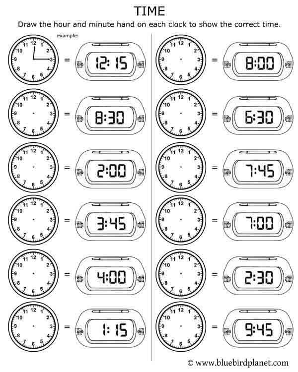 20 Clock Printable For Kids Math Worksheets