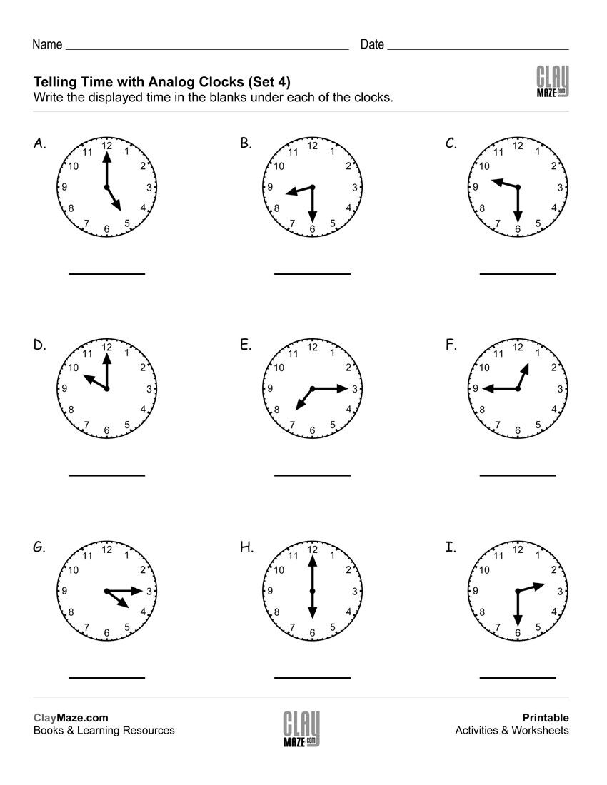 20 Clock Printable For Kids Math Worksheets