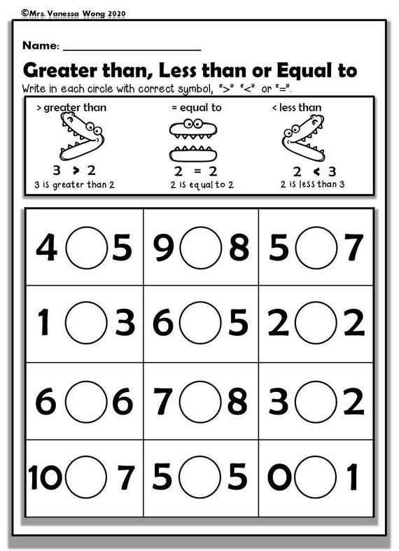 20 Comparing Numbers Kindergarten Worksheets