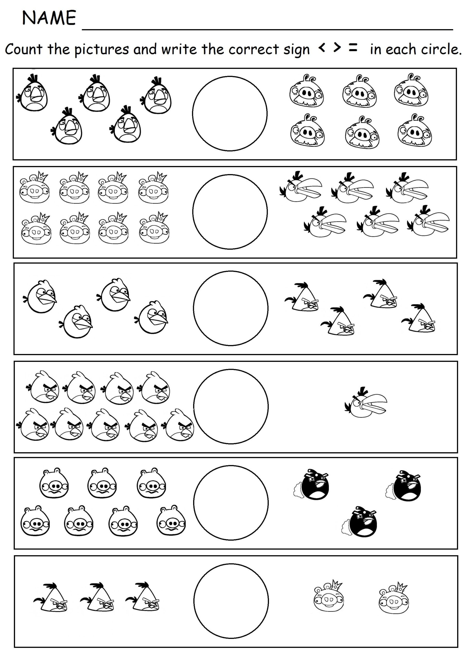 20 Comparing Numbers Kindergarten Worksheets