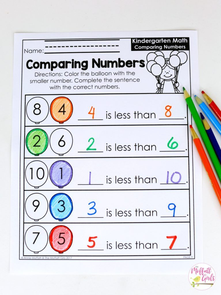 20 Comparing Numbers Kindergarten Worksheets