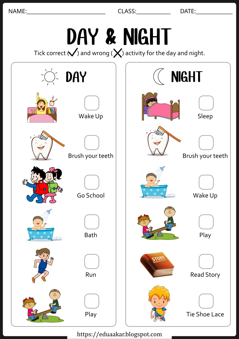 20 Day And Night Worksheets Kindergarten Free