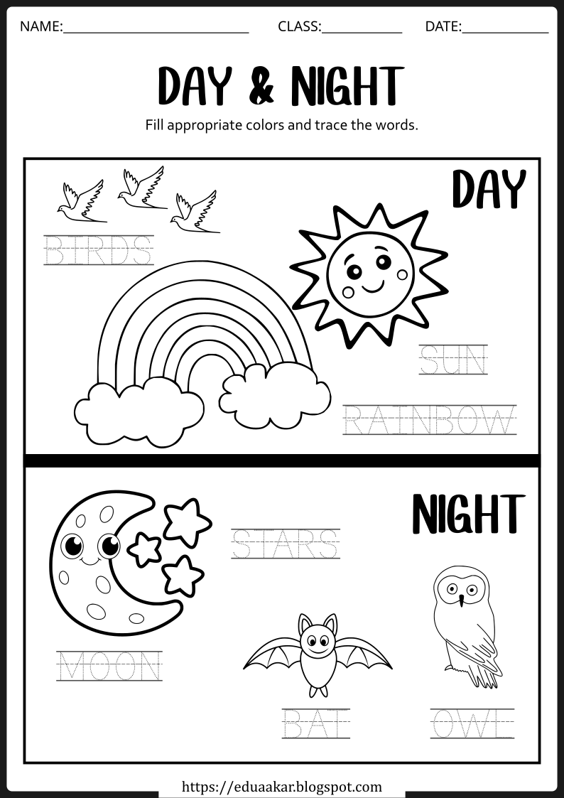 20 Day And Night Worksheets Kindergarten Free