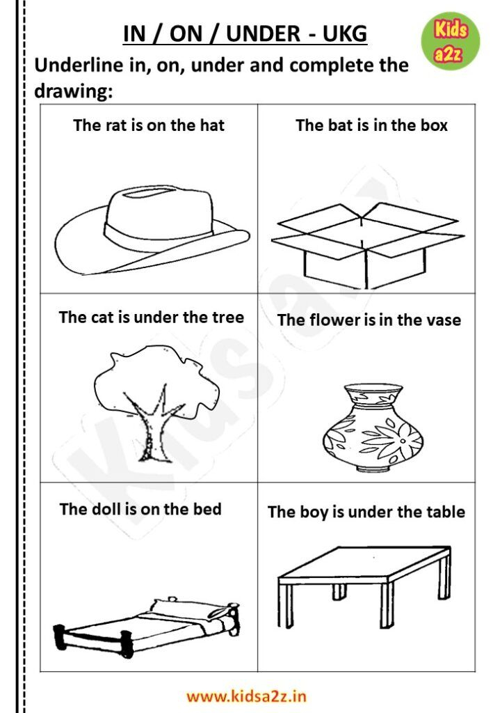 20 English Worksheets For Kindergarten In On Under