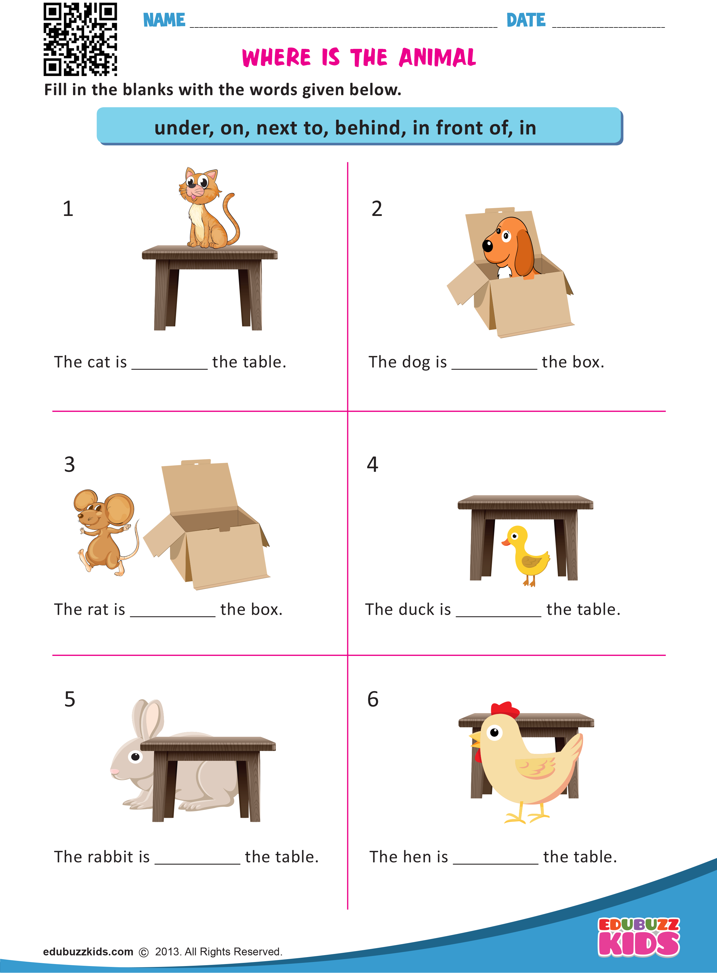 20 English Worksheets For Kindergarten In On Under