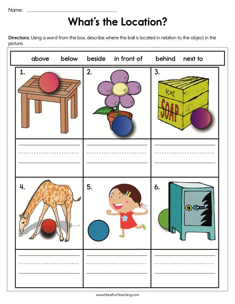 20 English Worksheets For Kindergarten In On Under