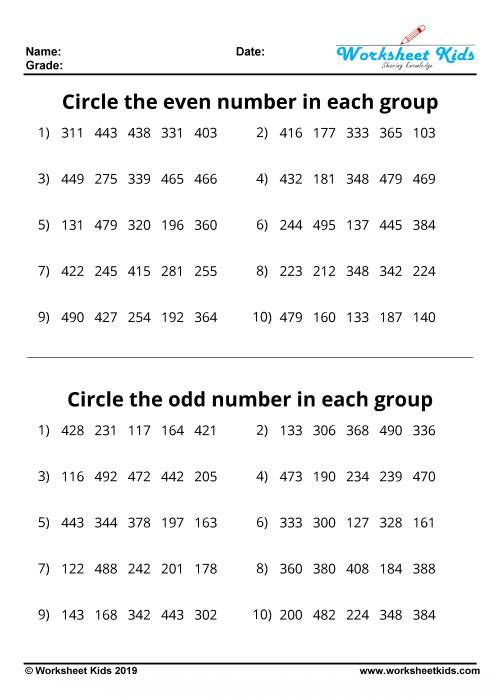 20 Even And Odd Numbers Worksheets Kindergarten