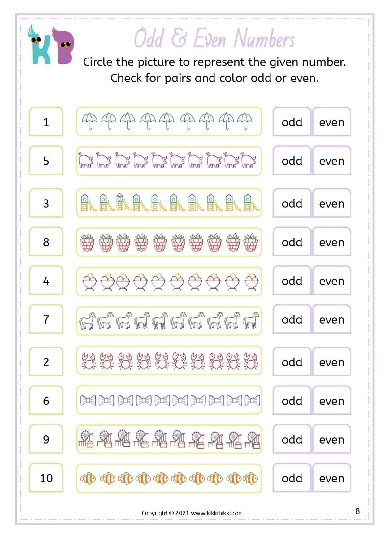 20 Even And Odd Numbers Worksheets Kindergarten