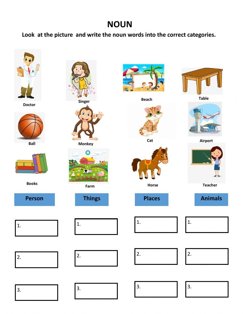 20 Grade 1 English Worksheets Noun