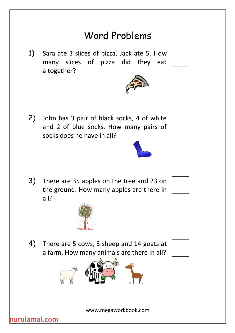 20 Kindergarten Math Worksheets Addition Word Problems