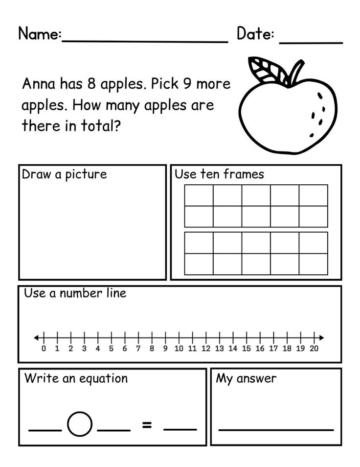 20 Kindergarten Math Worksheets Addition Word Problems