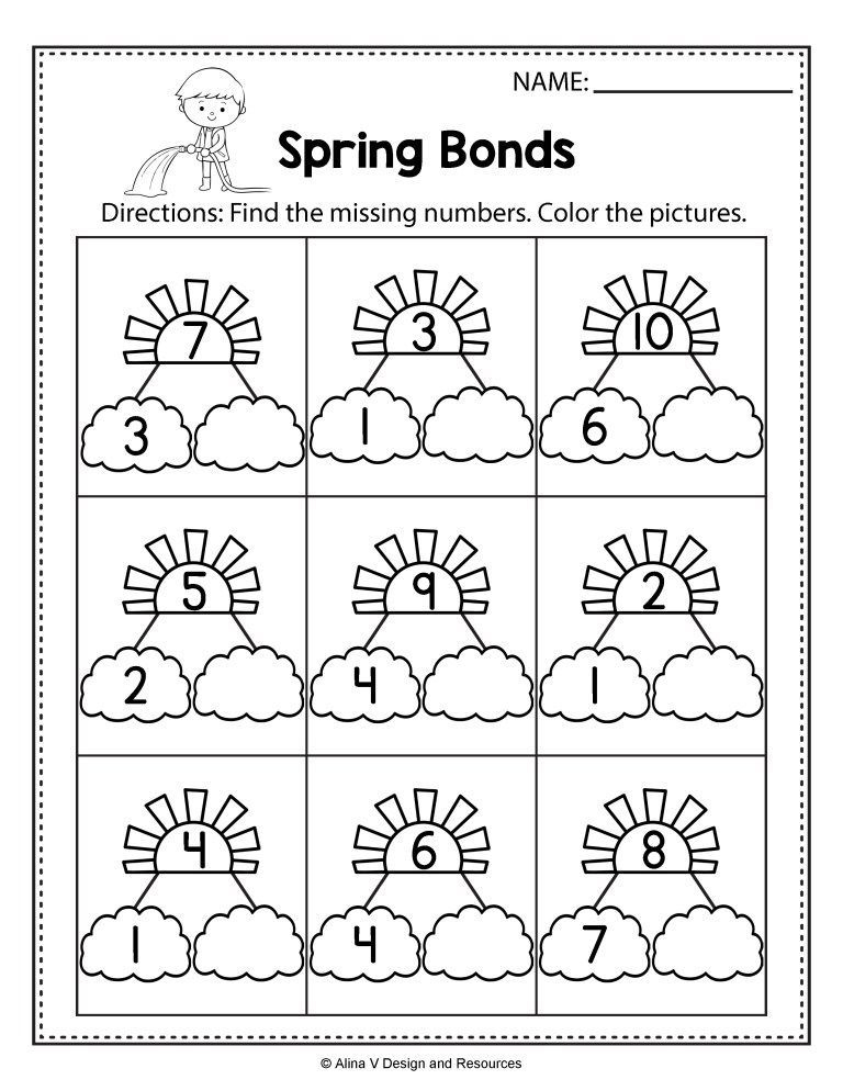 20 Kindergarten Math Worksheets Spring