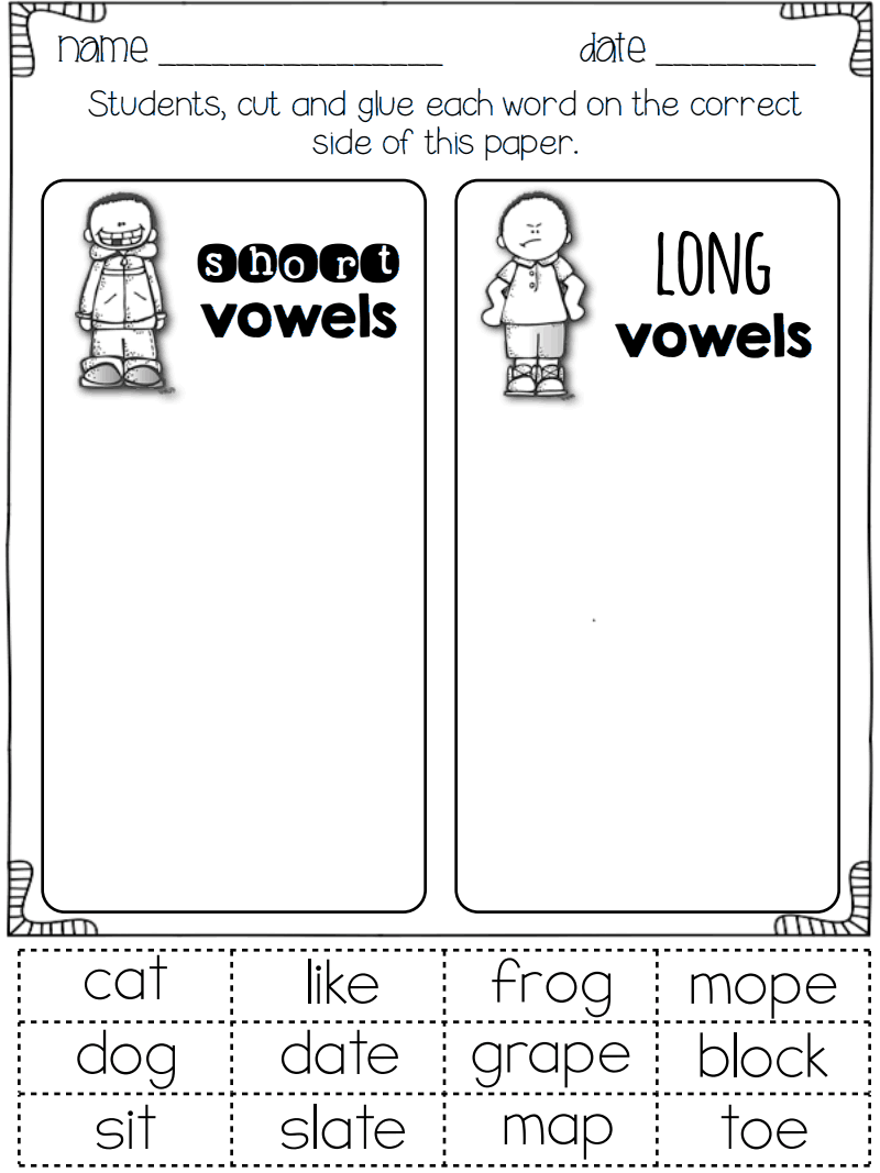 20 Long And Short Vowel Worksheets 1St Grade