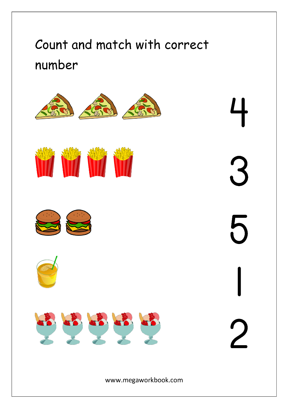 20 Matching Numbers Worksheets For Kindergarten