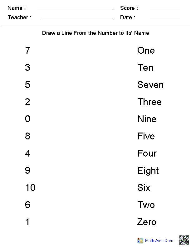 20 Matching Numbers Worksheets For Kindergarten