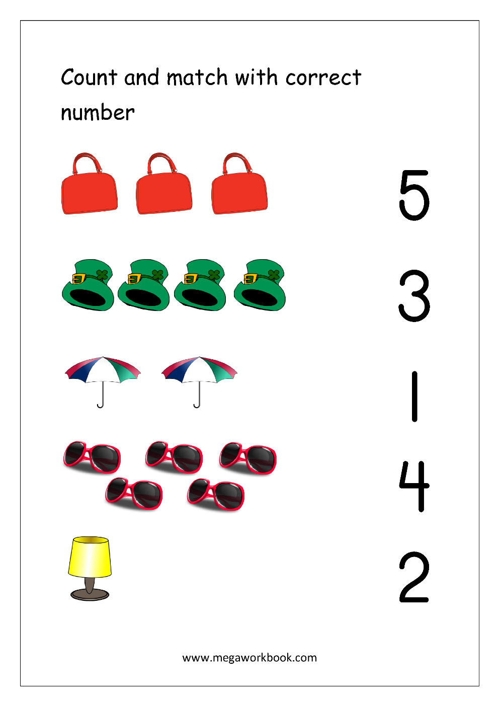 20 Matching Numbers Worksheets For Kindergarten