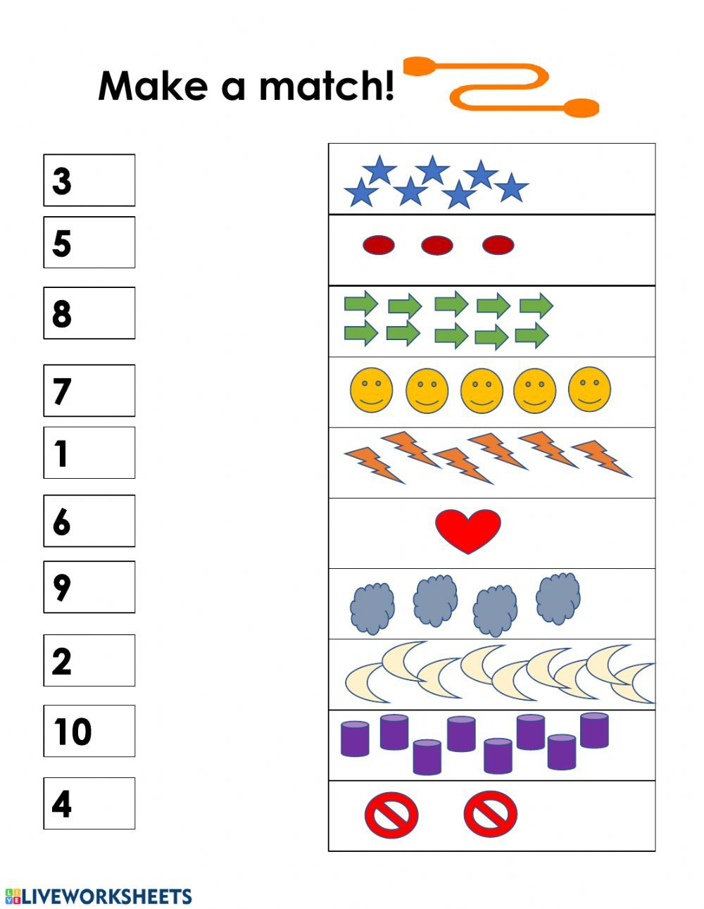 20 Matching Numbers Worksheets For Kindergarten