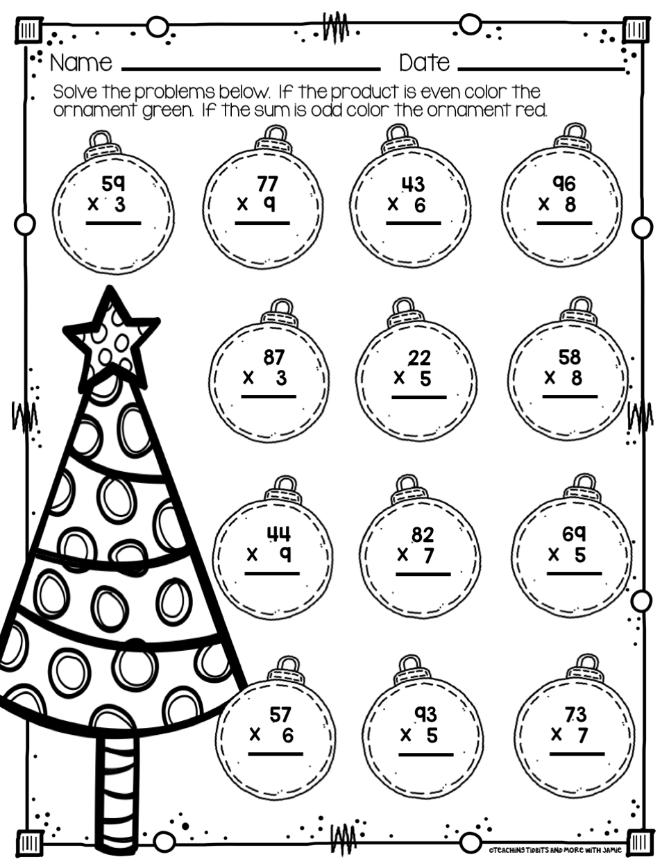 20 Math Worksheets For Grade 1 Christmas