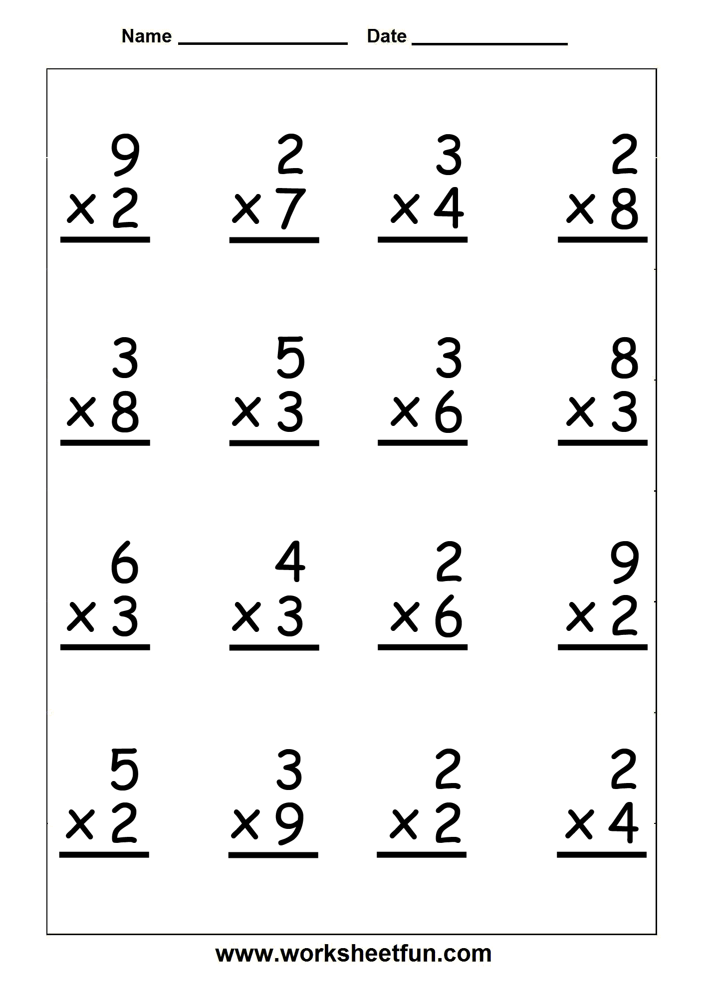 20 Multiplication Grade 1 Math Worksheets