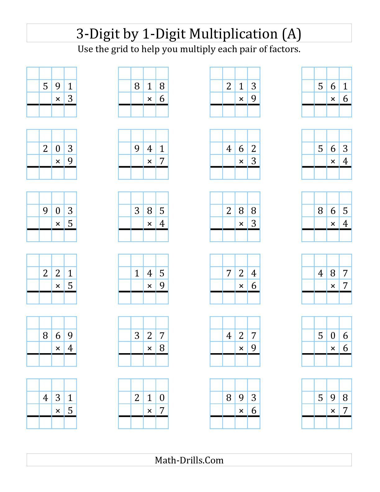 20 Multiplication Worksheets 3 Digit By 1 Digit