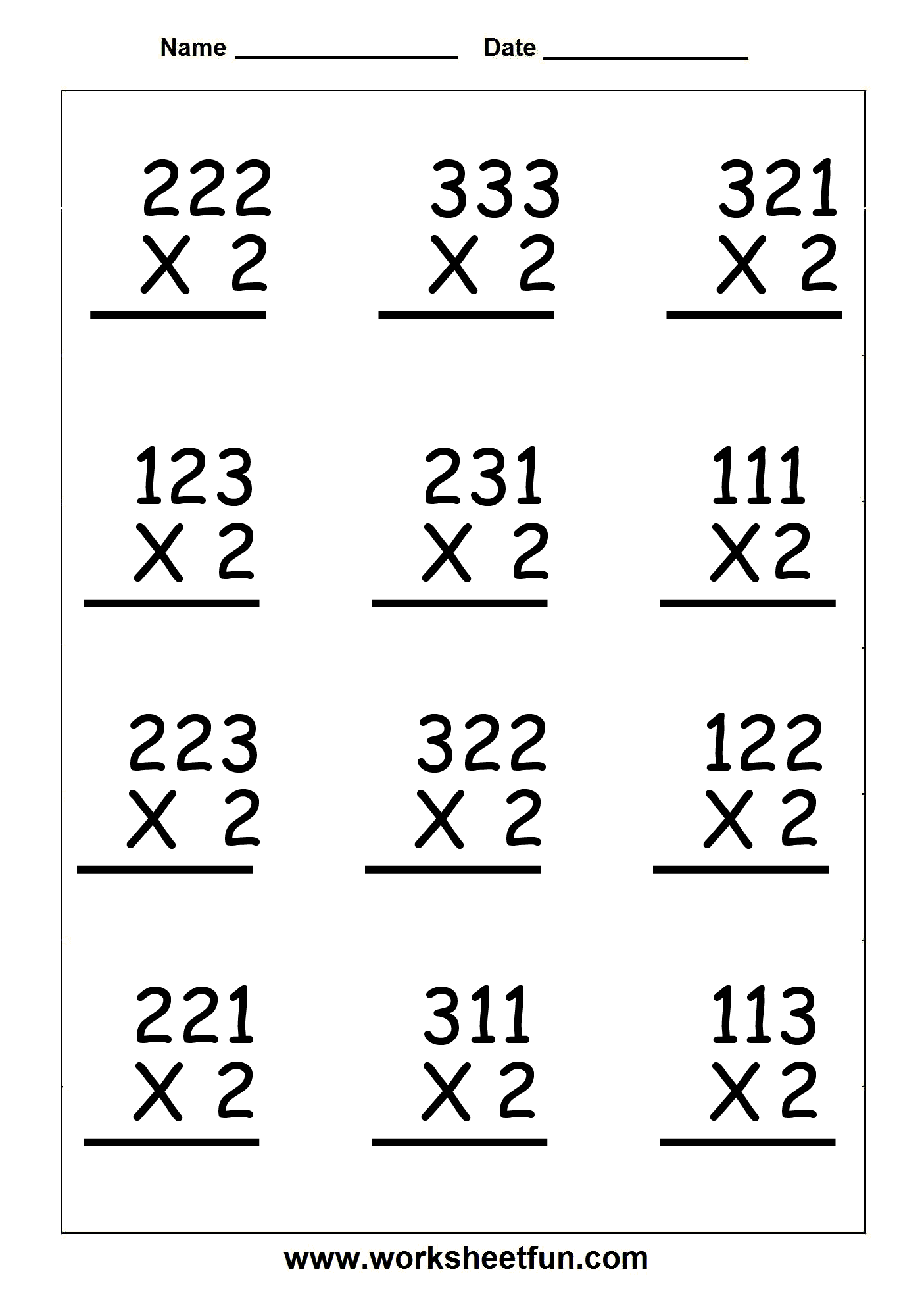 20 Multiplication Worksheets 3 Digit By 1 Digit