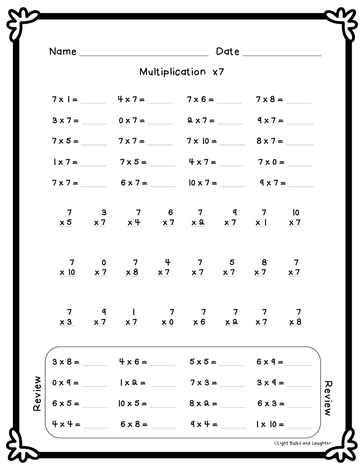 20 Multiplication Worksheets 4Th Grade With Answers