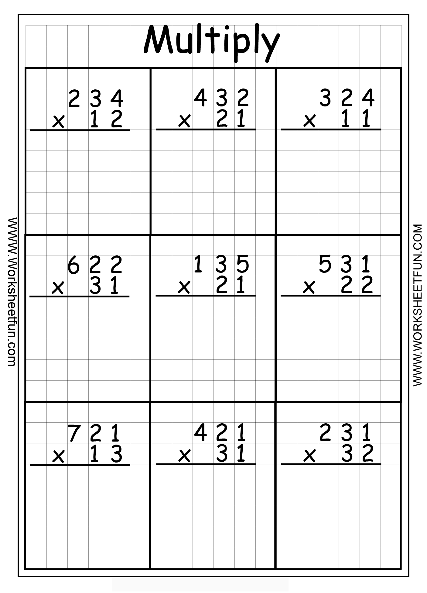 20 Multiplication Worksheets One Digit