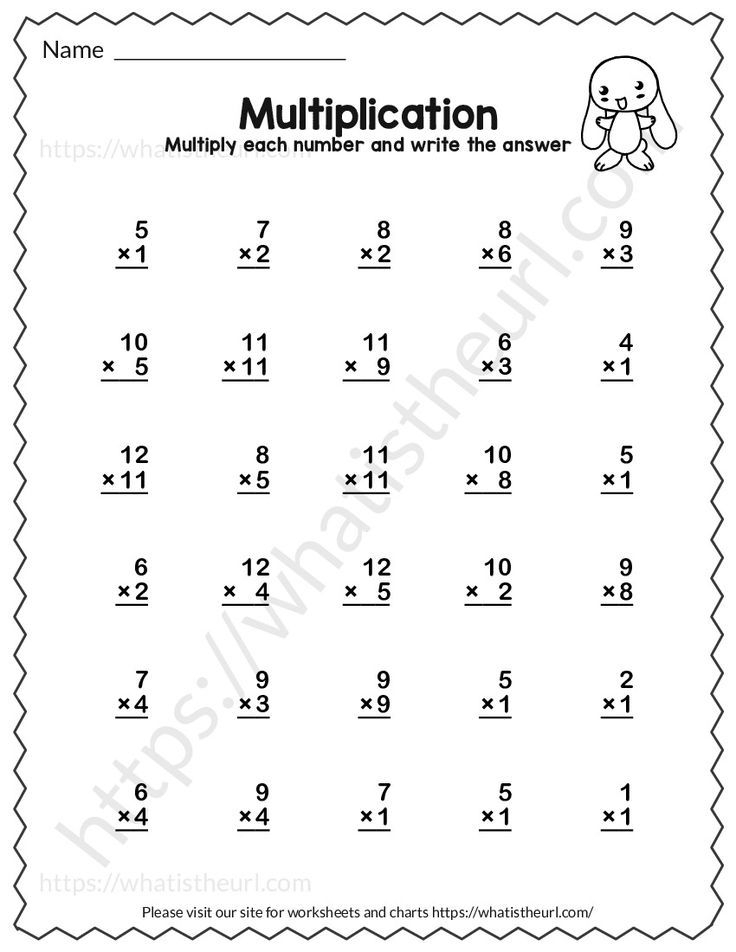 20 Multiplication Worksheets One Digit