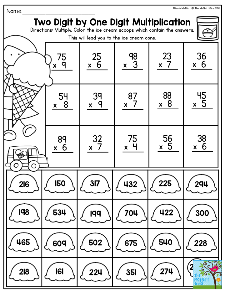 20 Multiplication Worksheets One Digit