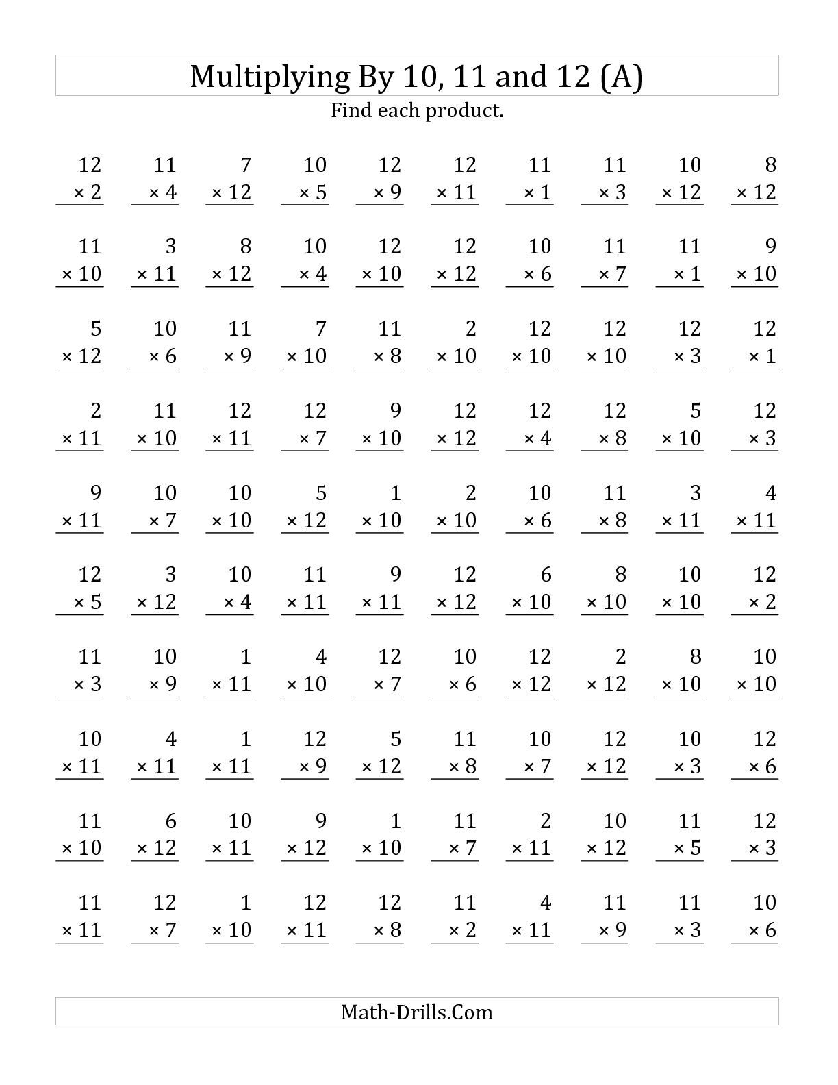 20 Multiplication Worksheets Up To 12