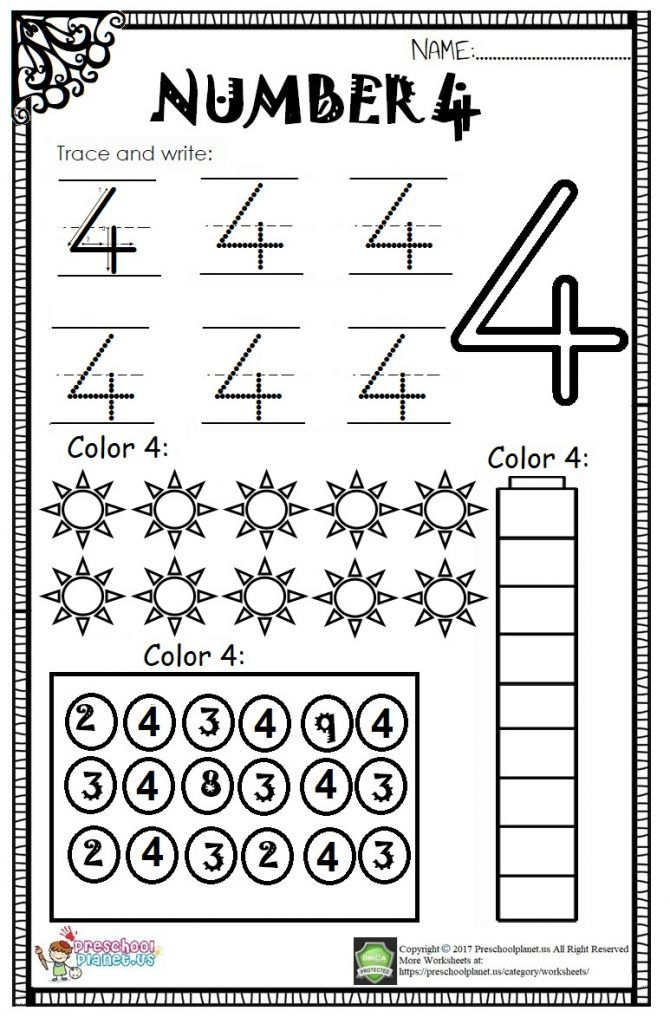 20 Number 4 Worksheets For Preschool Math