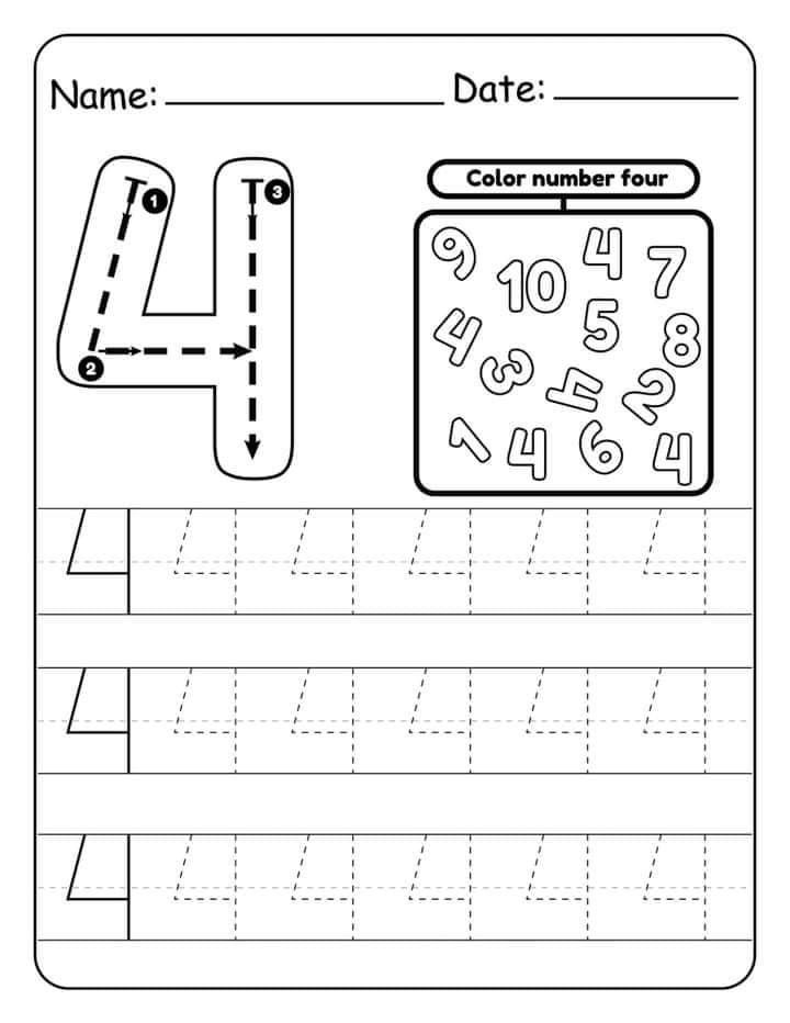 20 Number 4 Worksheets For Preschool Math