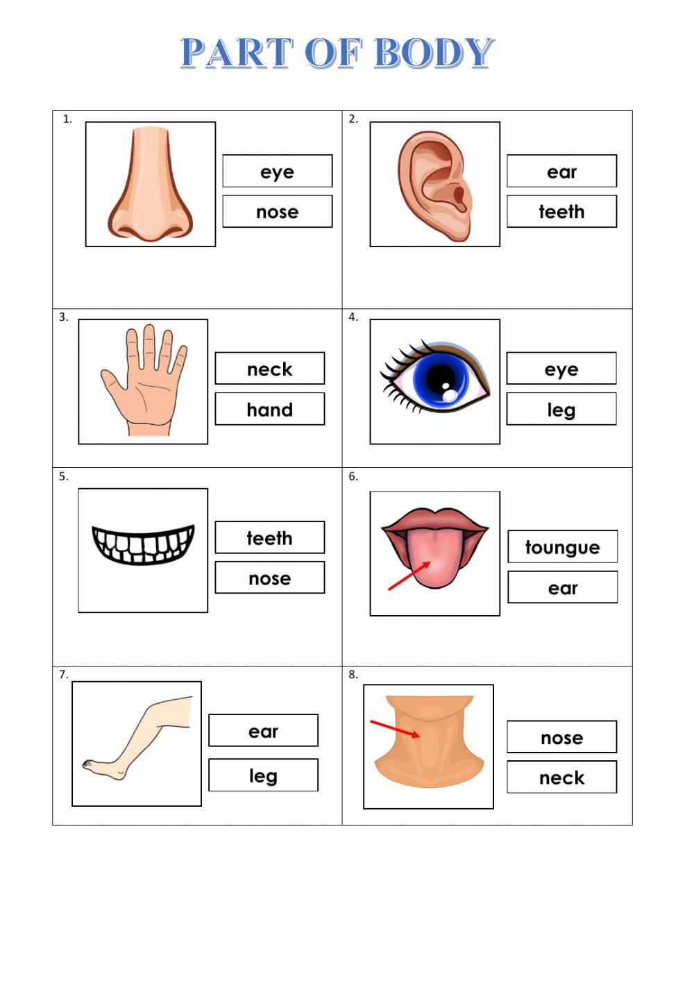 20 Parts Of Body Worksheets Kindergarten