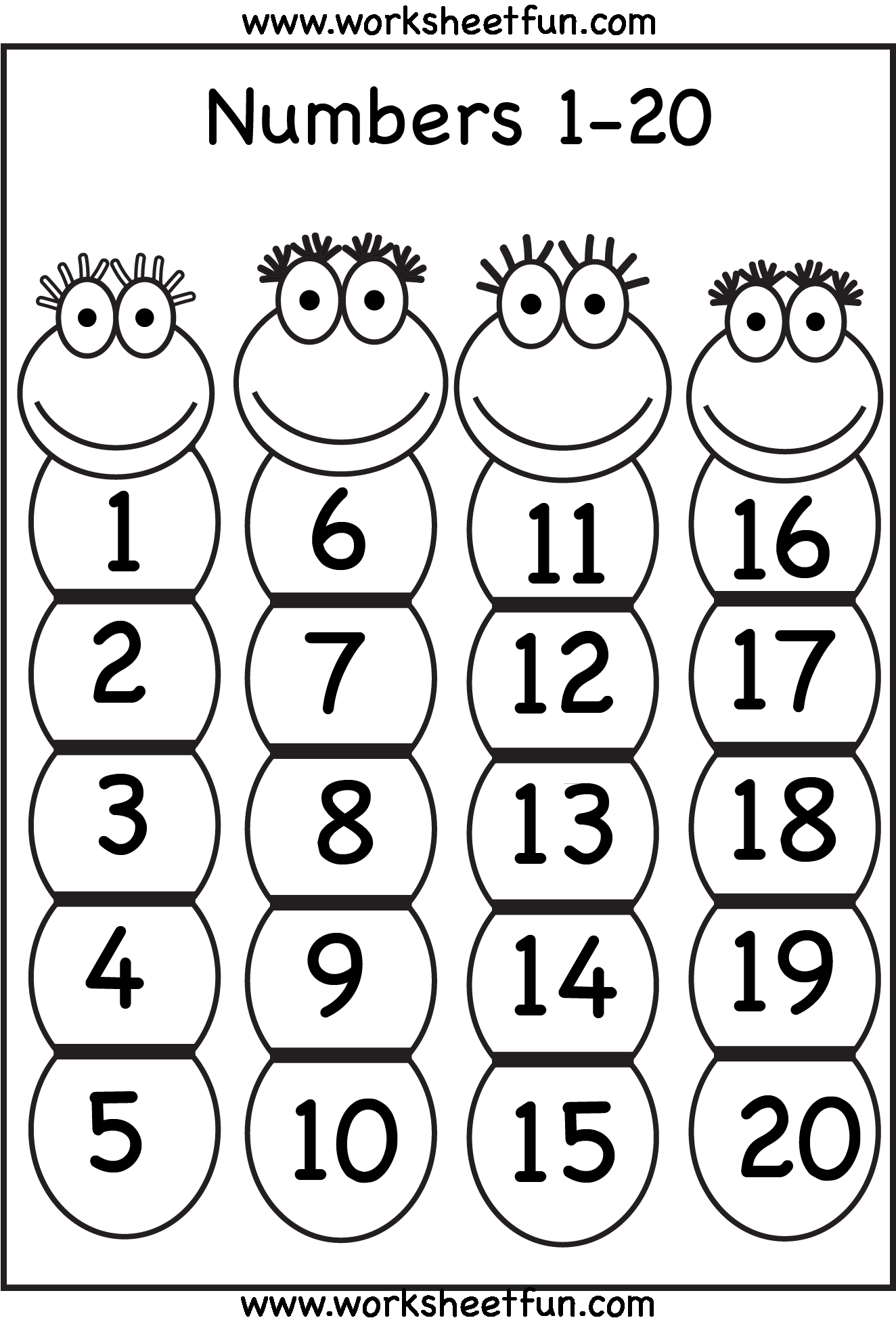 20 Preschool Math Worksheets 1-20